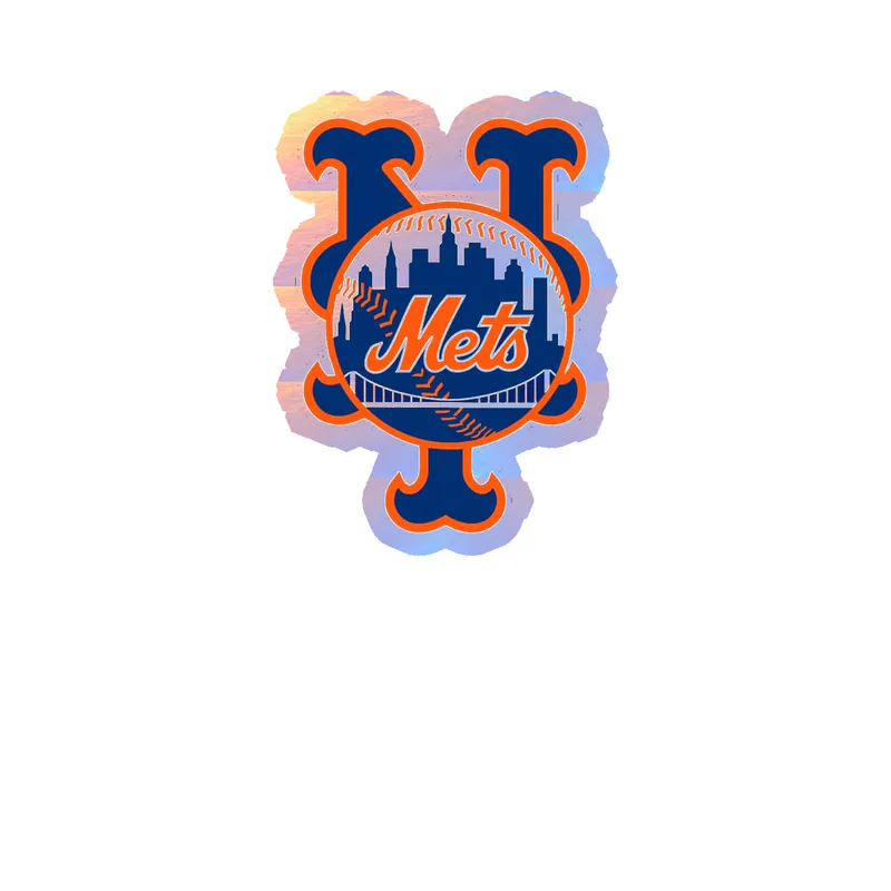 New York Mets - NY With Blue City - Holographic Vinyl Sticker - Custom Size