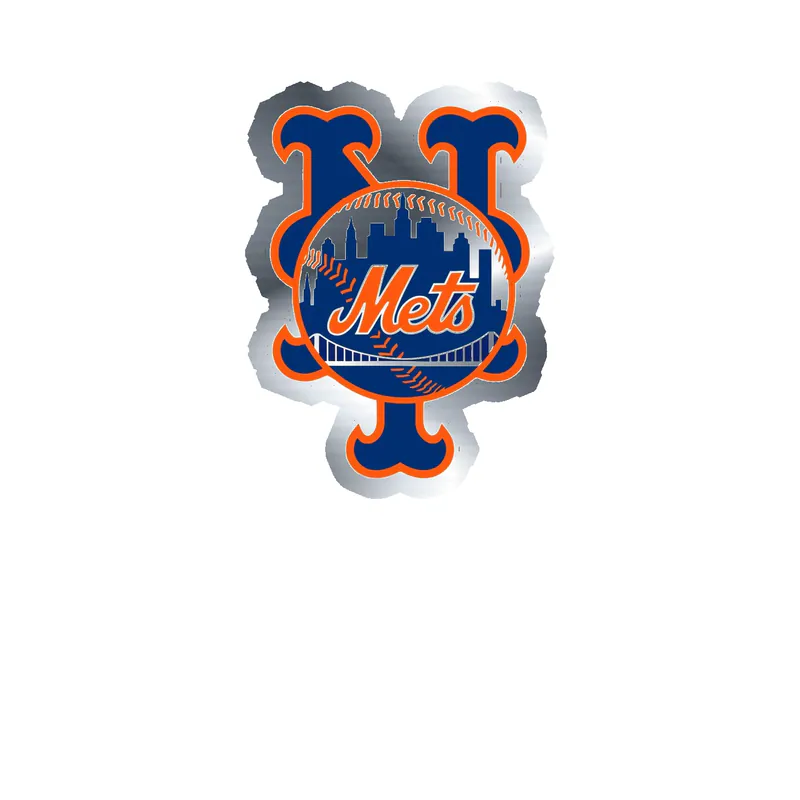 New York Mets - NY With Blue City - Silver Chrome Vinyl Sticker - Custom Size