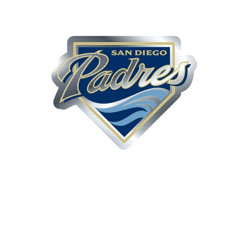 San Diego Padres - Plate With Name - Silver Chrome Vinyl Sticker - Custom Size