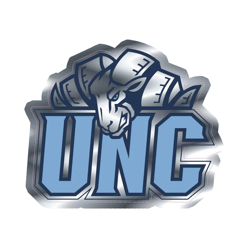 North Carolina Tar Heels - Image 1 - Silver Chrome Vinyl Decal - Custom Size