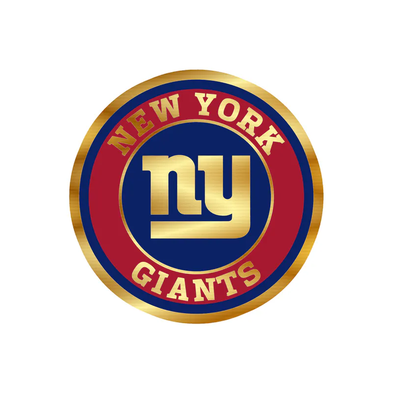 New York Giants - Dark Blue And Red Circle - Gold Chrome Vinyl Sticker - Custom Size