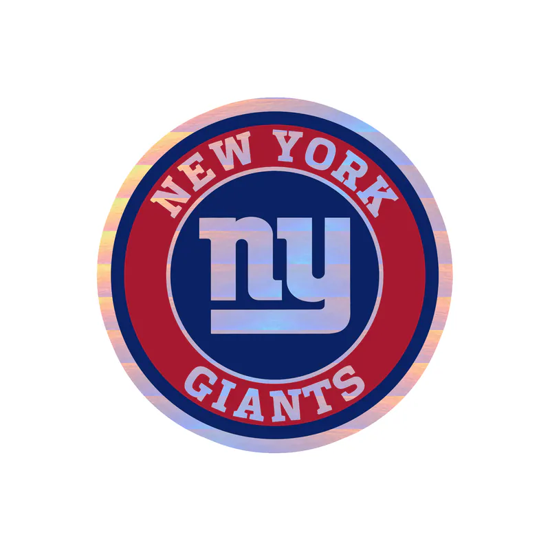 New York Giants - Dark Blue And Red Circle - Holographic Vinyl Sticker - Custom Size