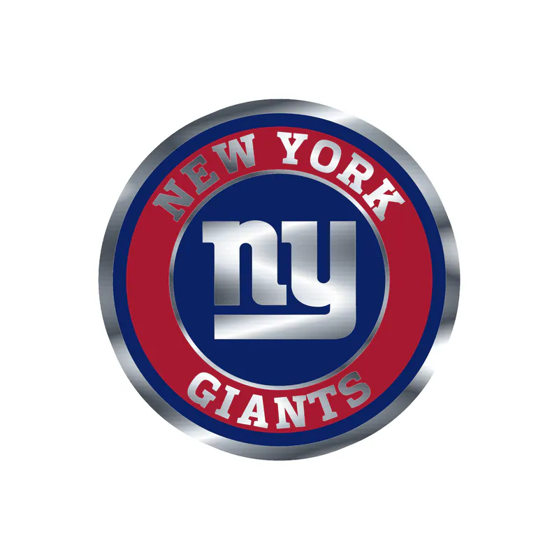 New York Giants - Dark Blue And Red Circle - Silver Chrome Vinyl Sticker - Custom Size