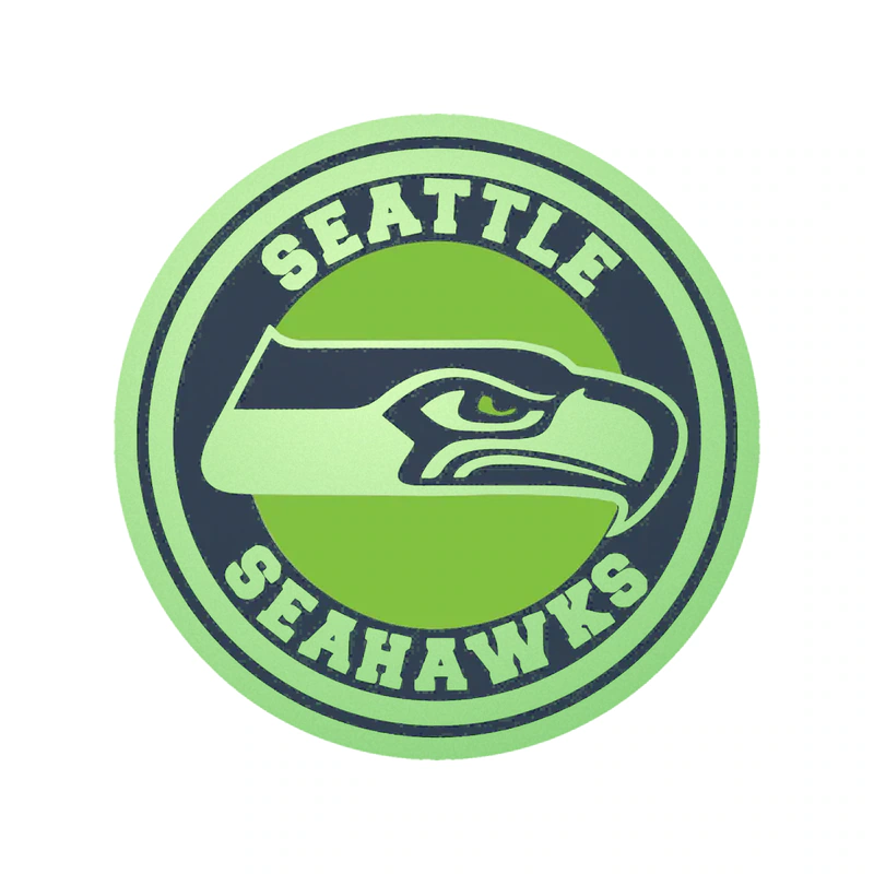 Seattle Seahawks - Blue And Green Circle - Glow in the Dark Vinyl Sticker - Custom Size