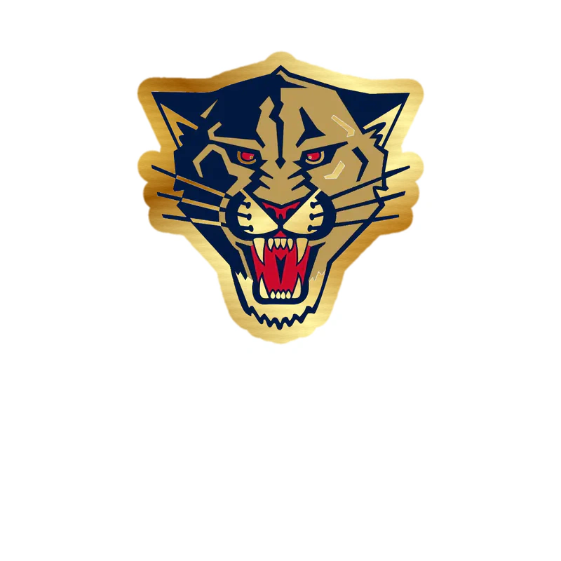 Florida Panthers - Panther Head - Gold Chrome Vinyl Sticker - Custom Size