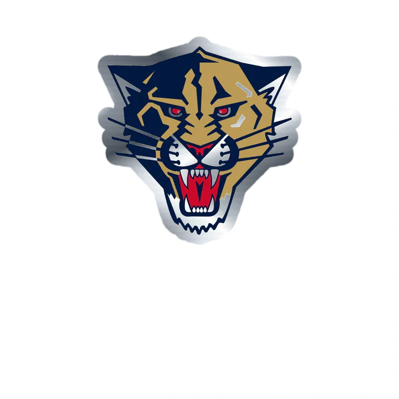 Florida Panthers - Panther Head - Silver Chrome Vinyl Sticker - Custom Size
