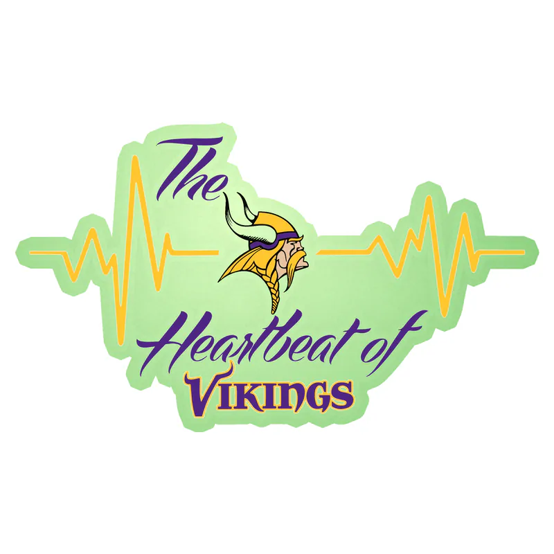 Minnesota Vikings - The Heartbeat Of Vikings - Glow in the Dark Vinyl Sticker - Custom Size