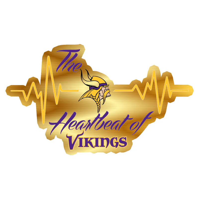 Minnesota Vikings - The Heartbeat Of Vikings - Gold Chrome Vinyl Sticker - Custom Size