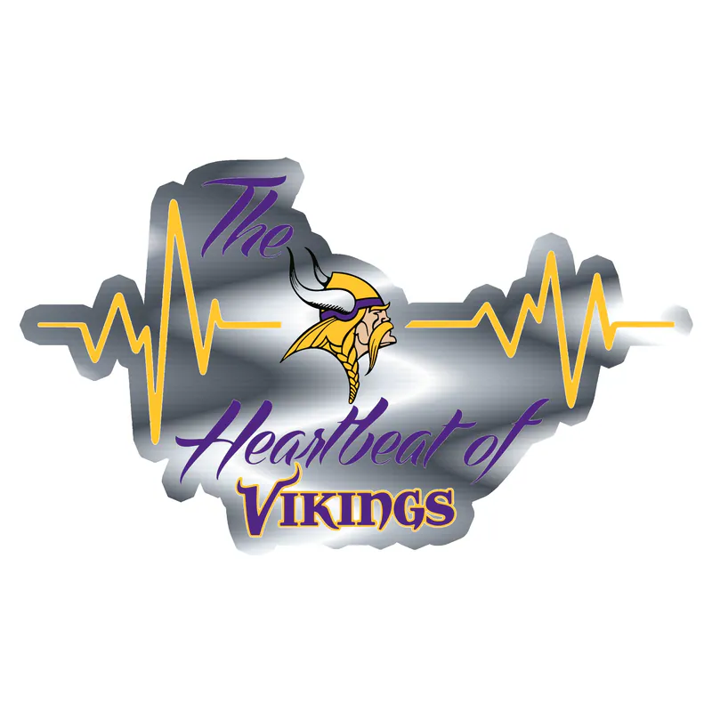 Minnesota Vikings - The Heartbeat Of Vikings - Silver Chrome Vinyl Sticker - Custom Size