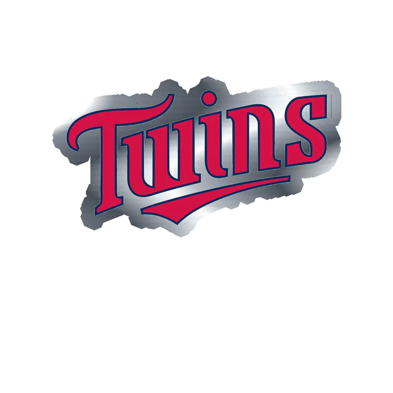 Minnesota Twins - Twins Cursive - Silver Chrome Vinyl Sticker - Custom Size