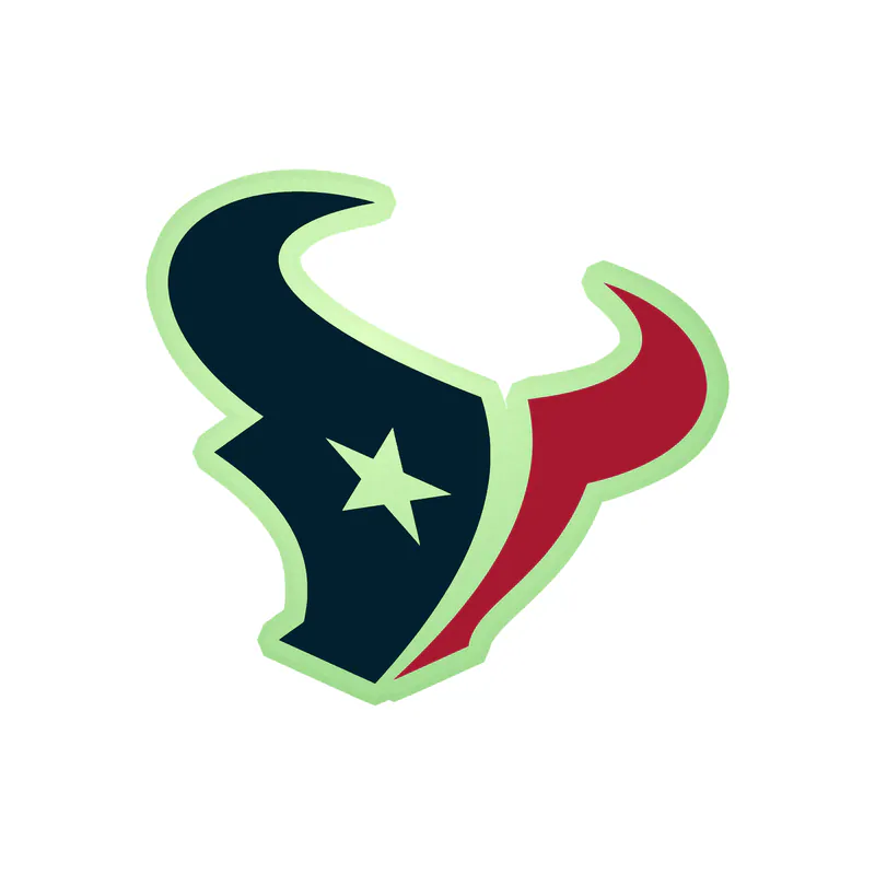Houston Texans - Red And Blue Bull Head - Glow in the Dark Vinyl Sticker - Custom Size