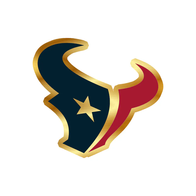 Houston Texans - Red And Blue Bull Head - Gold Chrome Vinyl Sticker - Custom Size