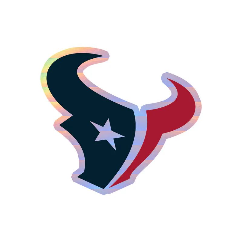 Houston Texans - Red And Blue Bull Head - Holographic Vinyl Sticker - Custom Size
