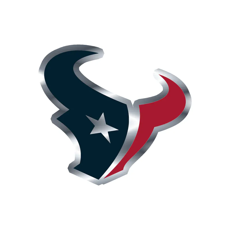 Houston Texans - Red And Blue Bull Head - Silver Chrome Vinyl Sticker - Custom Size