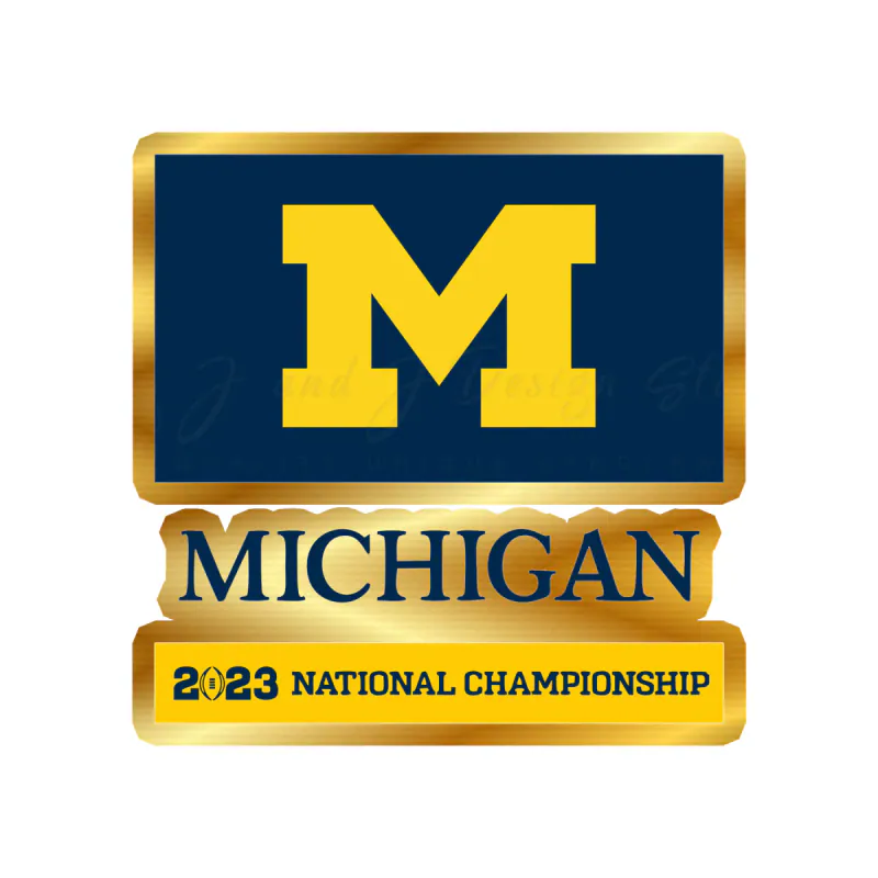 Michigan Wolverines - Nationals Championship #3 - Gold Chrome Vinyl Decal - Custom Size