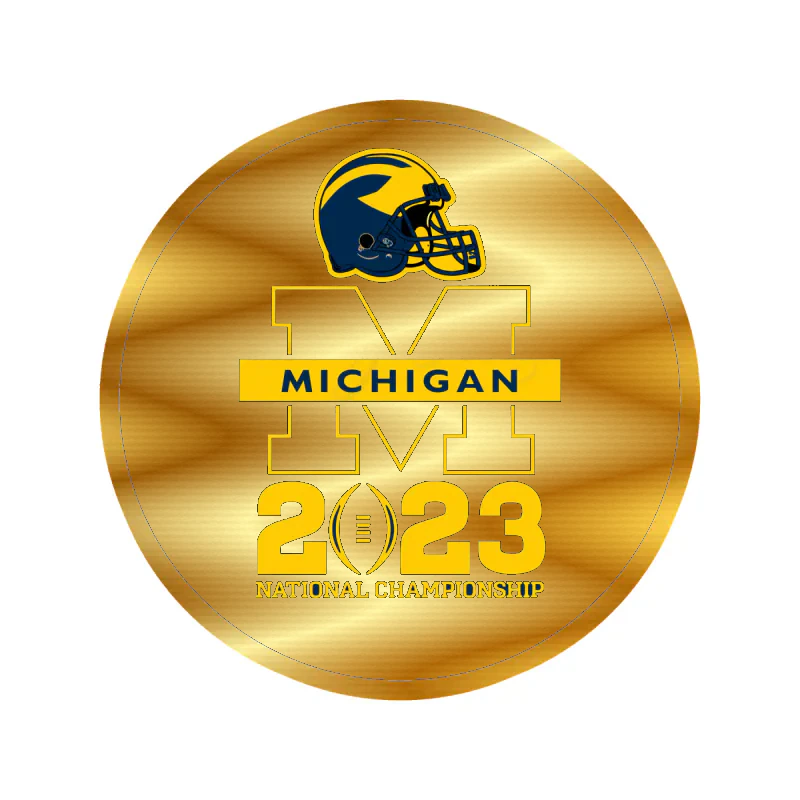 Michigan Wolverines - Nationals Championship #2 - Gold Chrome Vinyl Decal - Custom Size