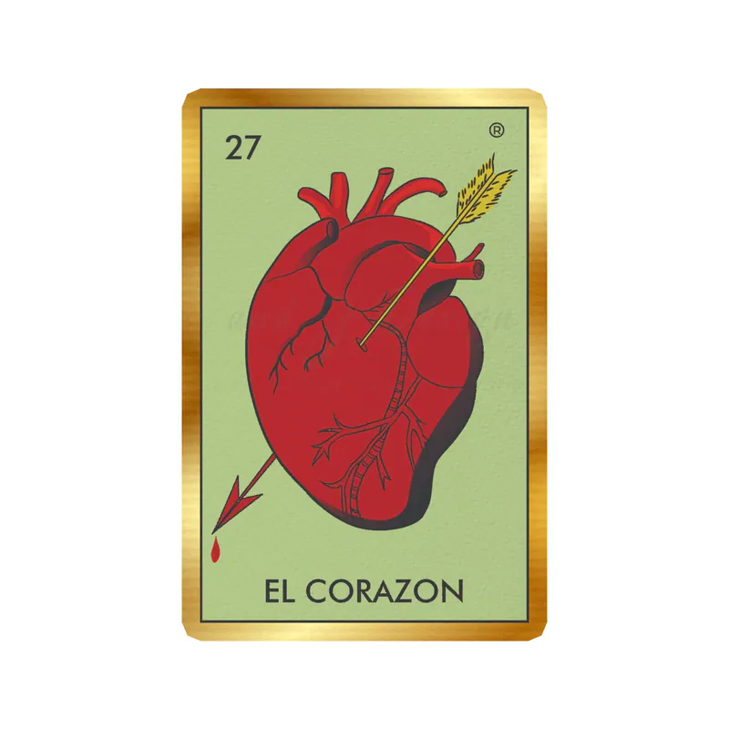 Loteria – El Corazon – Gold Chrome Vinyl Decal – Custom Size