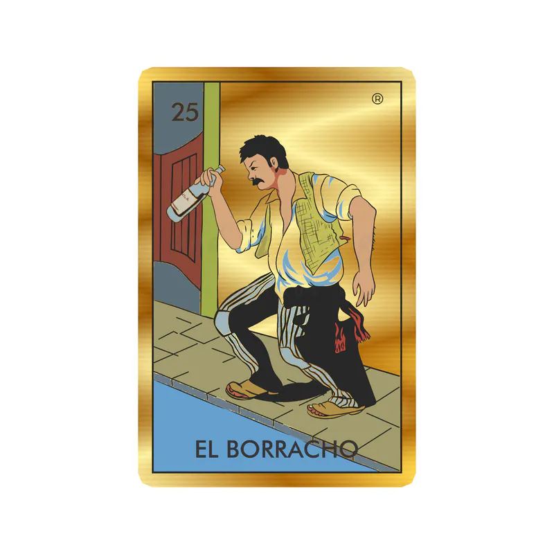 Loteria – El Borracho – Gold Chrome Vinyl Decal – Custom Size