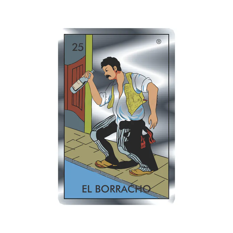 Loteria – El Borracho – Silver Chrome Vinyl Decal – Custom Size