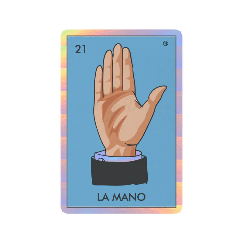 Loteria – La Mano – Holographic Vinyl Decal – Custom Size