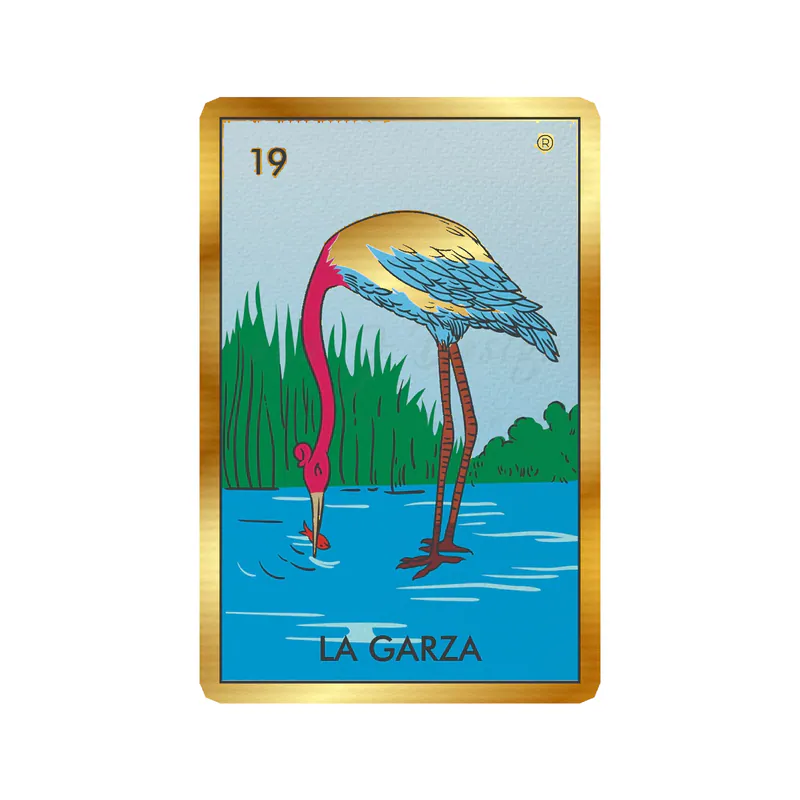 Loteria – La Garza – Gold Chrome Vinyl Decal – Custom Size