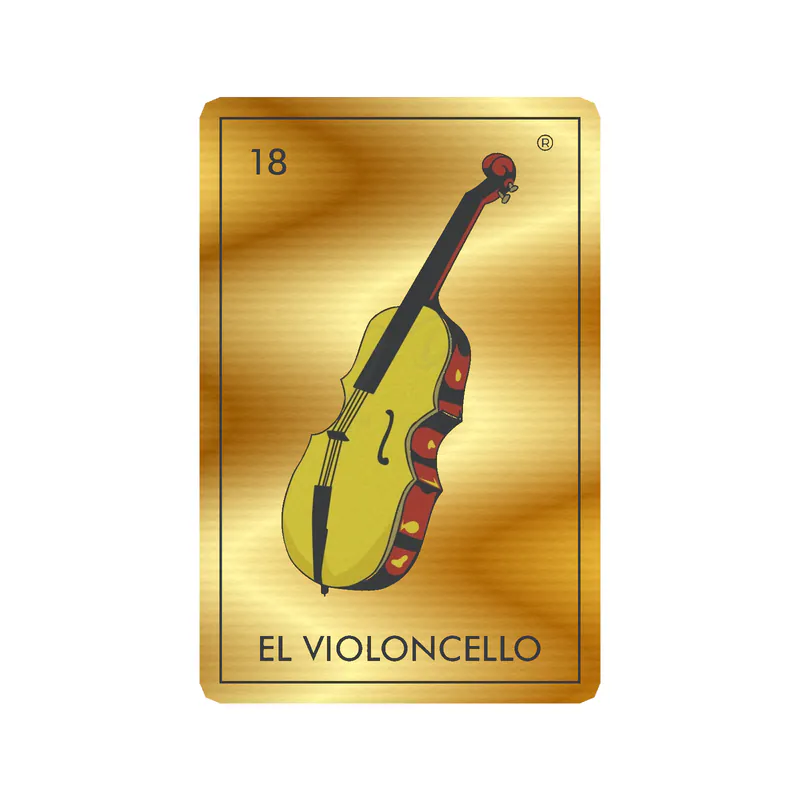 Loteria – El Violoncello – Gold Chrome Vinyl Decal – Custom Size
