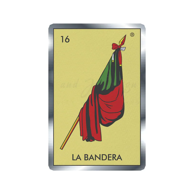 Loteria – La Bandera – Silver Chrome Vinyl Decal – Custom Size