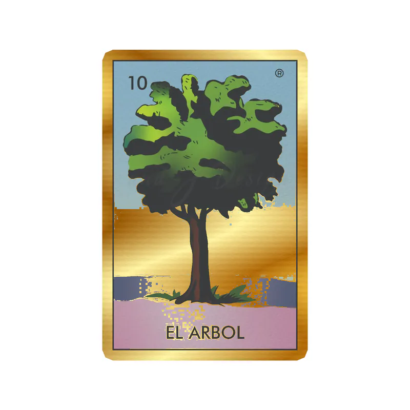Loteria – El Arbol – Gold Chrome Vinyl Decal – Custom Size
