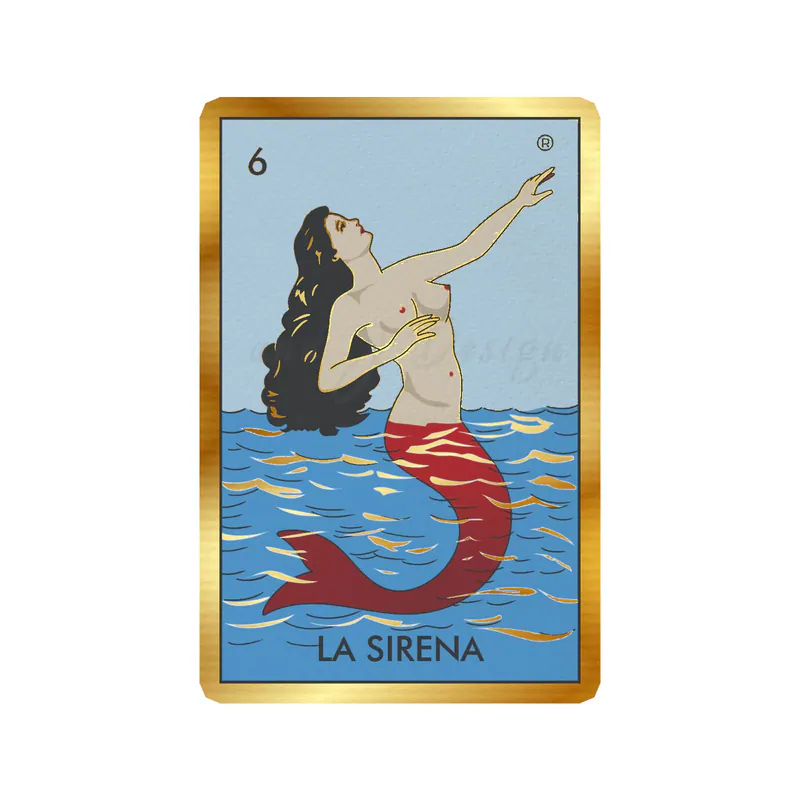 Loteria – La Sirena – Gold Chrome Vinyl Decal – Custom Size
