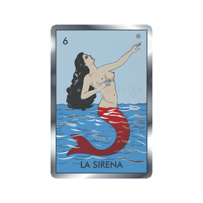 Loteria – La Sirena – Silver Chrome Vinyl Decal – Custom Size