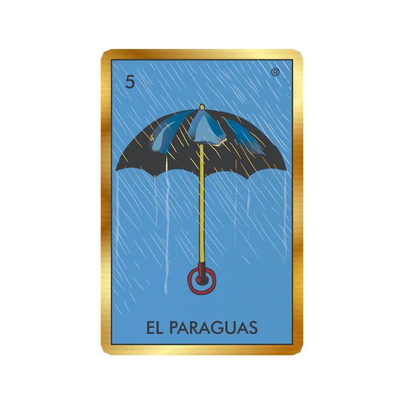 Loteria – El Paraguas – Gold Chrome Vinyl Decal – Custom Size