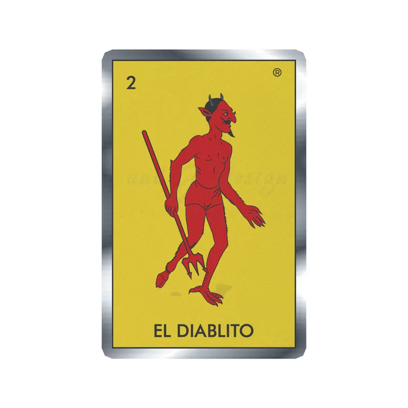 Loteria - El Diablito - Silver Chrome Vinyl Decal - Custom Size
