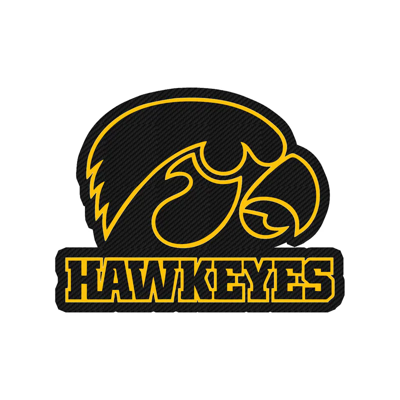 Iowa Hawkeyes - Black Hawkeye -  Carbon Fiber Vinyl Decal - Custom Size