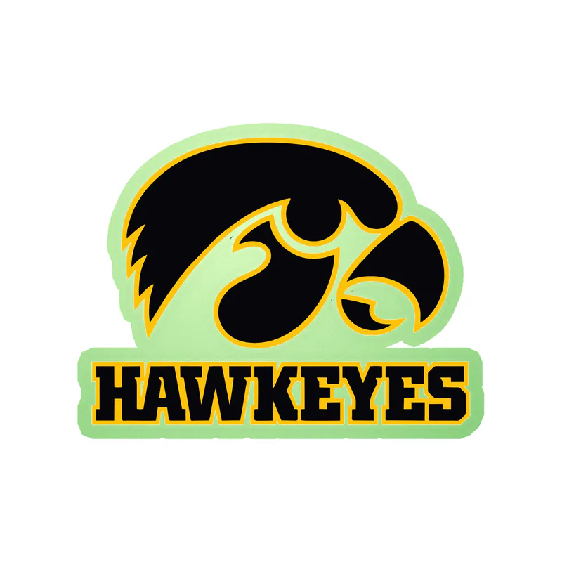 Iowa Hawkeyes - Black Hawkeye -  Glow in the Dark Vinyl Decal - Custom Size