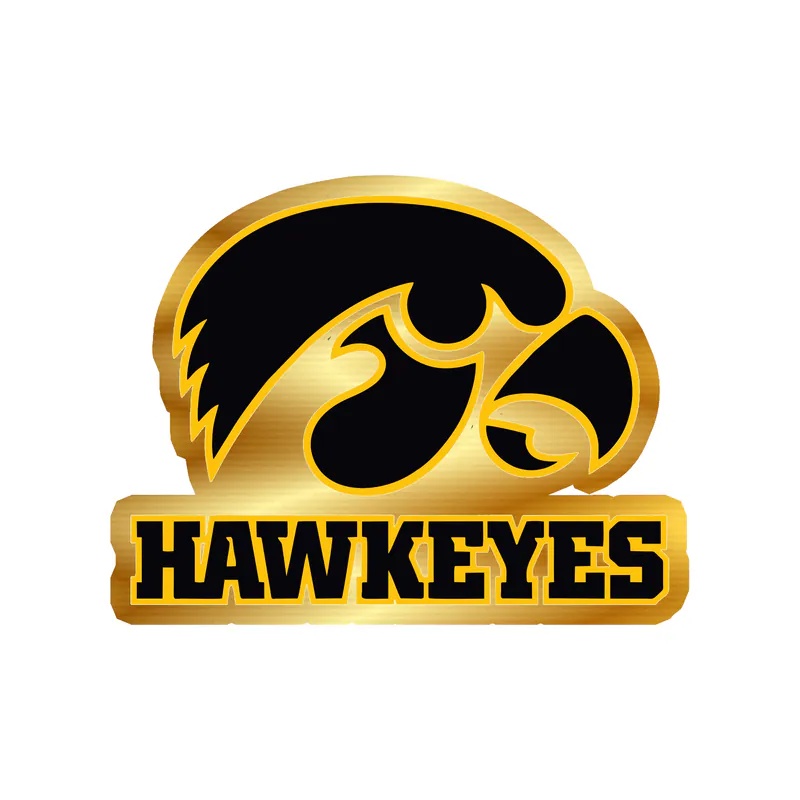 Iowa Hawkeyes - Black Hawkeye -  Gold Chrome Vinyl Decal - Custom Size