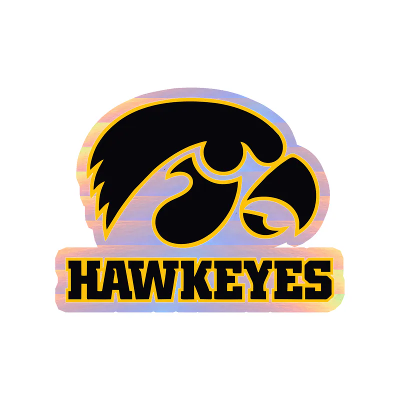 Iowa Hawkeyes - Black Hawkeye -  Holographic Vinyl Decal - Custom Size