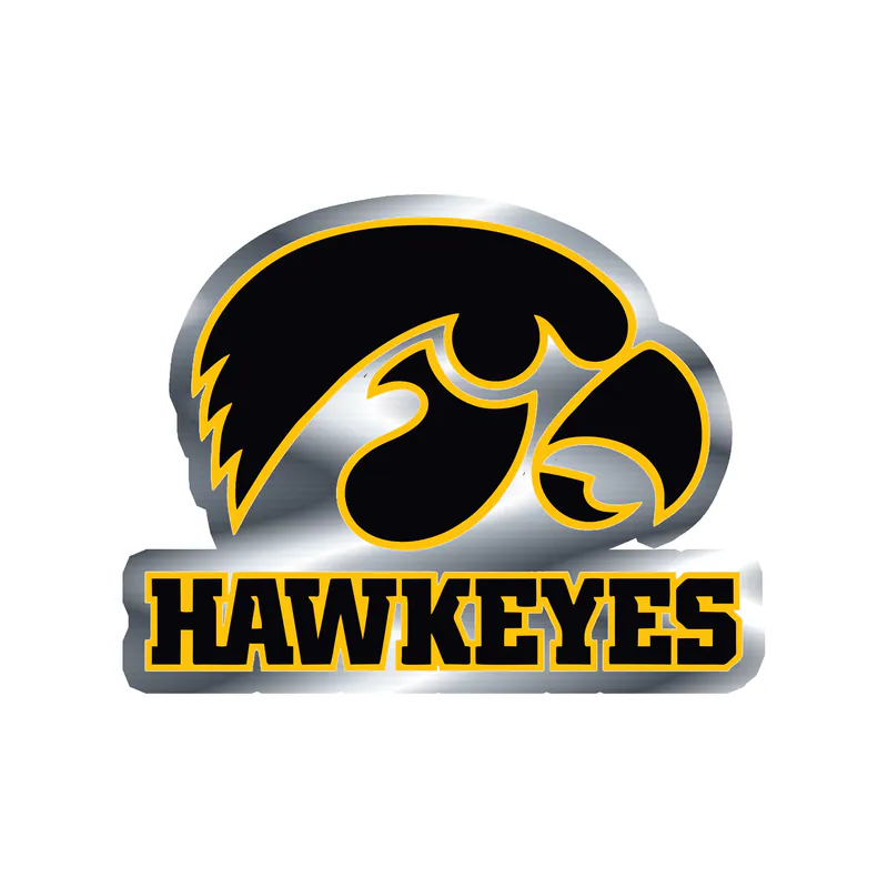 Iowa Hawkeyes - Black Hawkeye -  Silver Chrome Vinyl Decal - Custom Size