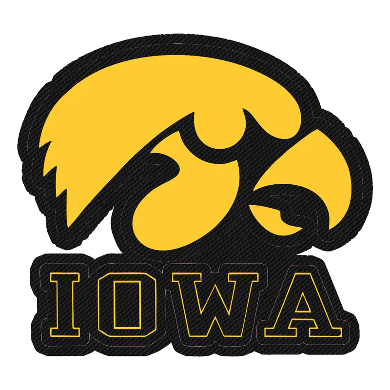 Iowa Hawkeyes - Yellow Hawk - Carbon Fiber Vinyl Decal - Custom Size