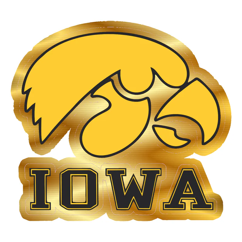 Iowa Hawkeyes - Yellow Hawk - Gold Chrome Vinyl Decal - Custom Size