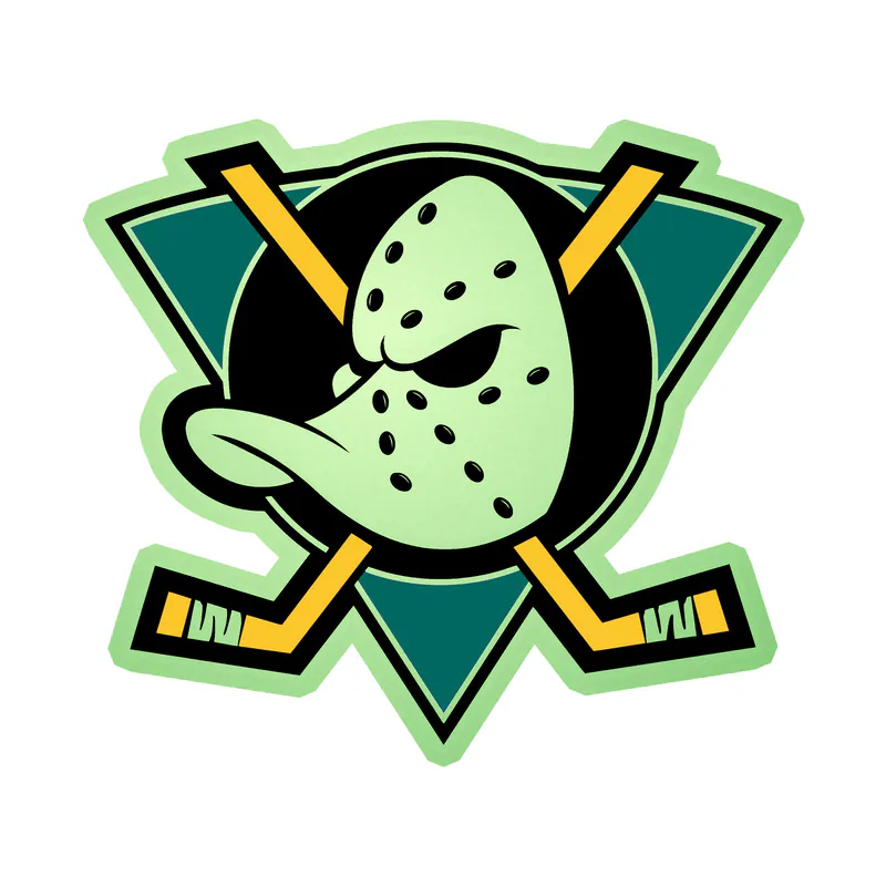 Anaheim Ducks - Ducks With Hockey Sticks - Glow in the Dark Vinyl Sticker - Custom Size