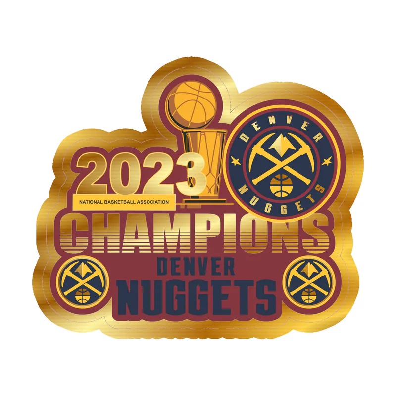 Denver Nuggets - 2023 Champions - Image 2 - Gold Chrome Vinyl Sticker - Custom Size