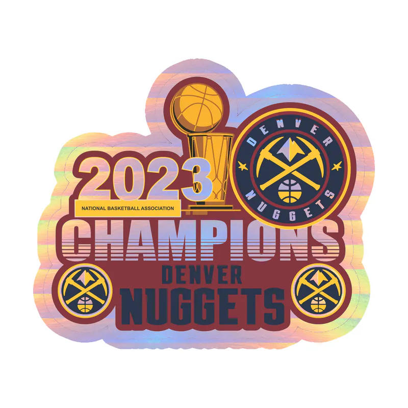 Denver Nuggets - 2023 Champions - Image 2 - Holographic Vinyl Sticker - Custom Size