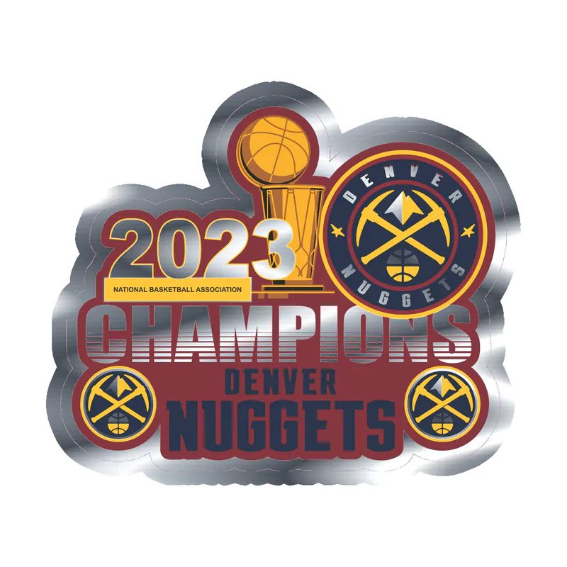 Denver Nuggets - 2023 Champions - Image 2 - Silver Chrome Vinyl Sticker - Custom Size