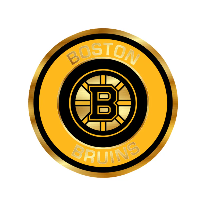 Boston Bruins - Circle With Name - Image 2 - Gold Chrome Vinyl Sticker - Custom Size