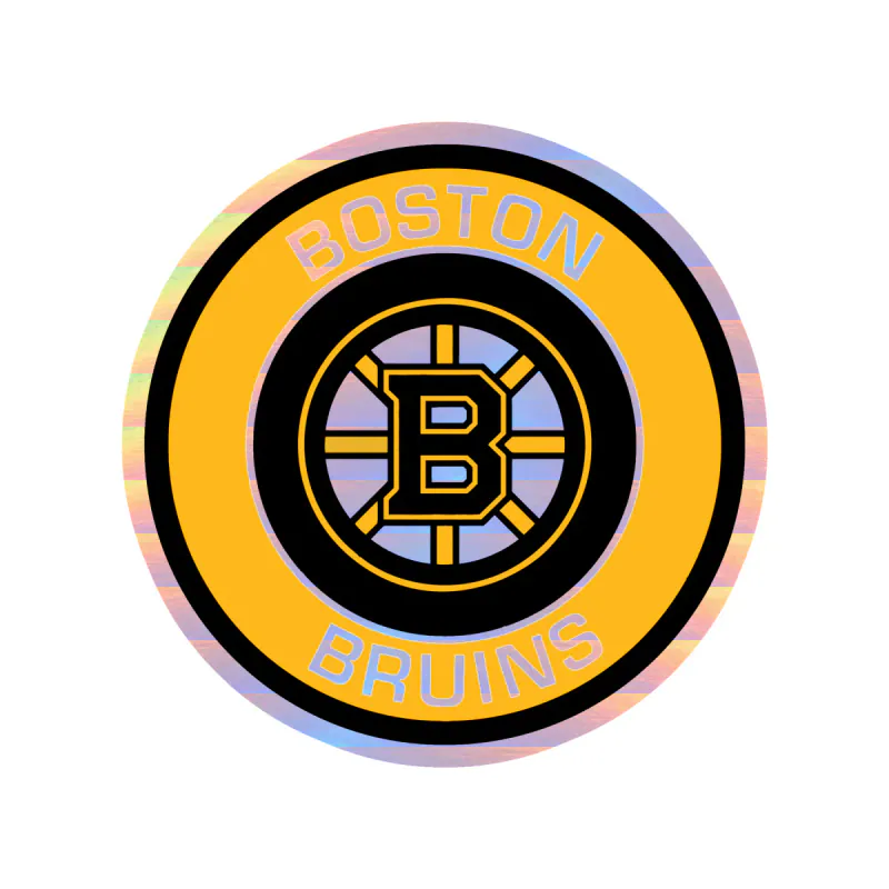 Boston Bruins - Circle With Name - Image 2 - Holographic Vinyl Sticker - Custom Size