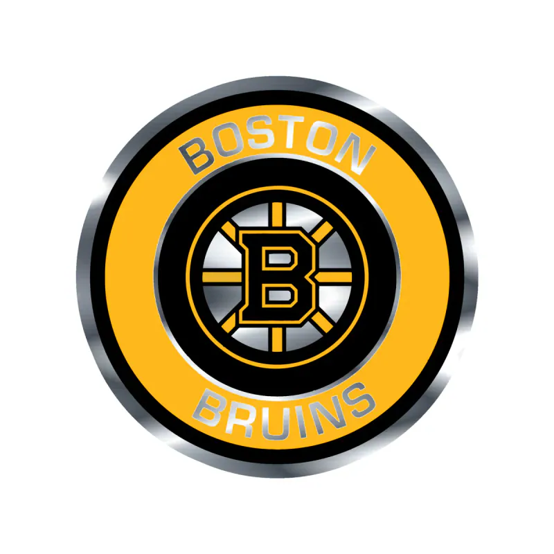 Boston Bruins - Circle With Name - Image 2 - Silver Chrome Vinyl Sticker - Custom Size