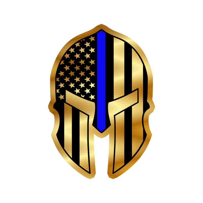 Blue Line American Flag - Gold Chrome Vinyl Decal - custom size