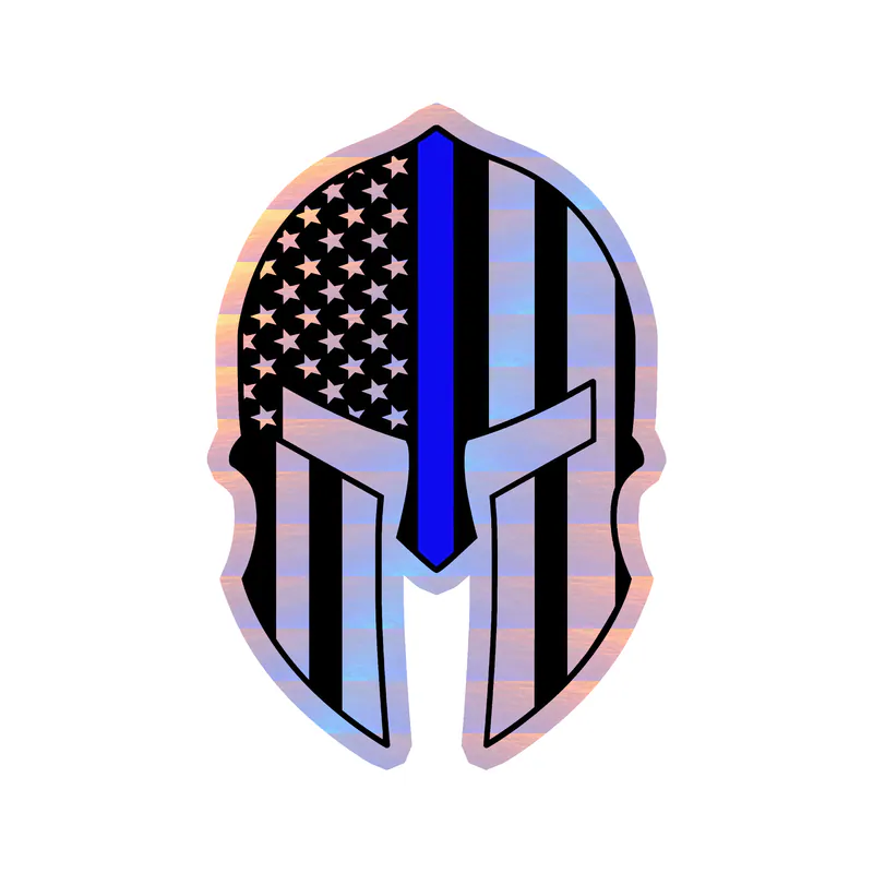 Blue Line American Flag - Holographic Vinyl Decal - custom size