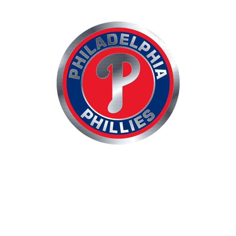 Philadelphia Phillies - Red and Blue Circle With Name - Silver Chrome Vinyl Sticker - Custom Size