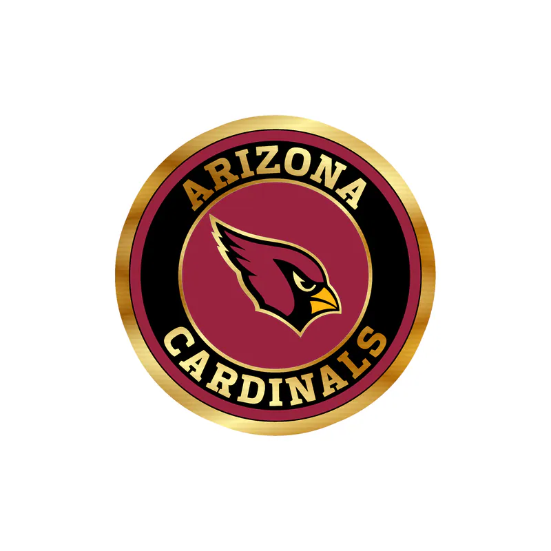 Arizona Cardinals - Black Circle - Gold Chrome Vinyl Sticker - Custom Size